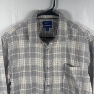 Apt.9 Premier Flex Mens's XL Gray Plaid Long Sleeve Button Down Flannel